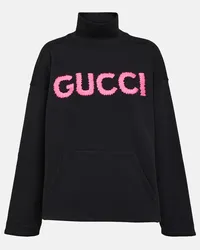 Gucci Felpa in jersey di cotone con logo Nero