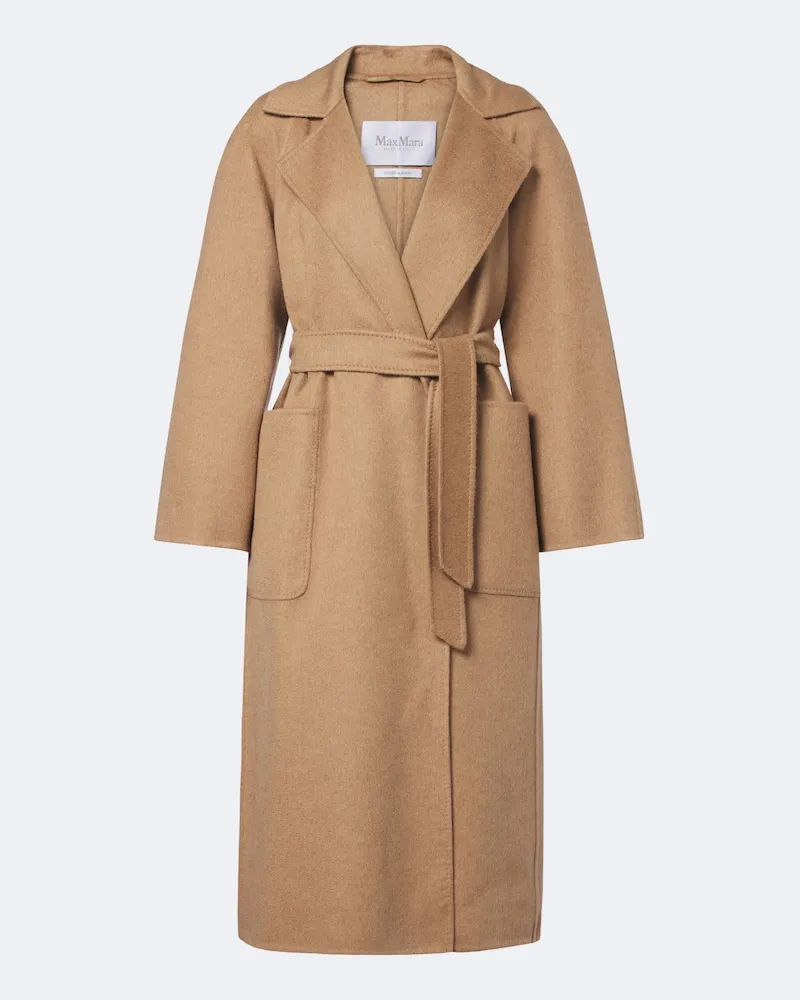Max Mara Cappotto in lana a portafoglio Beige