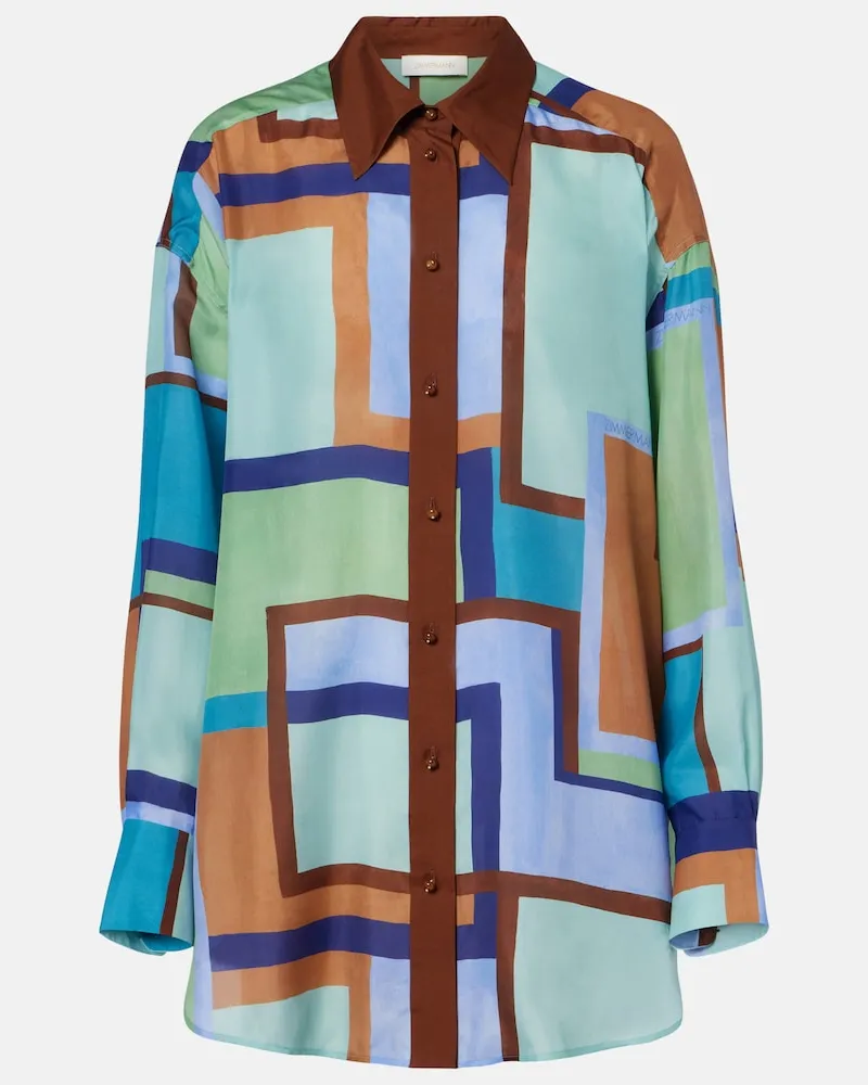 Zimmermann Camicia Como in raso di seta con stampa Multicolore