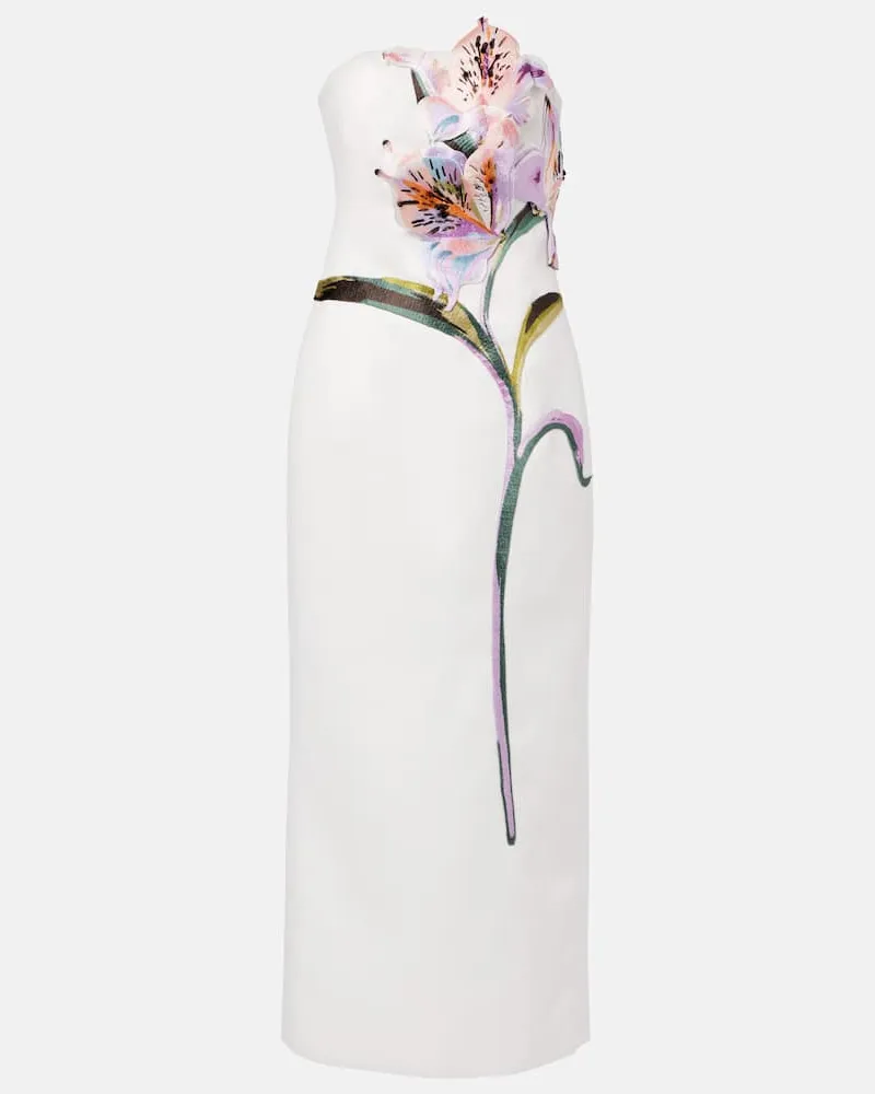 LEO LIN Abito midi Rayna con applicazione floreale Bianco
