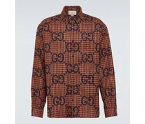 Camicia in lana a quadri Maxi GG