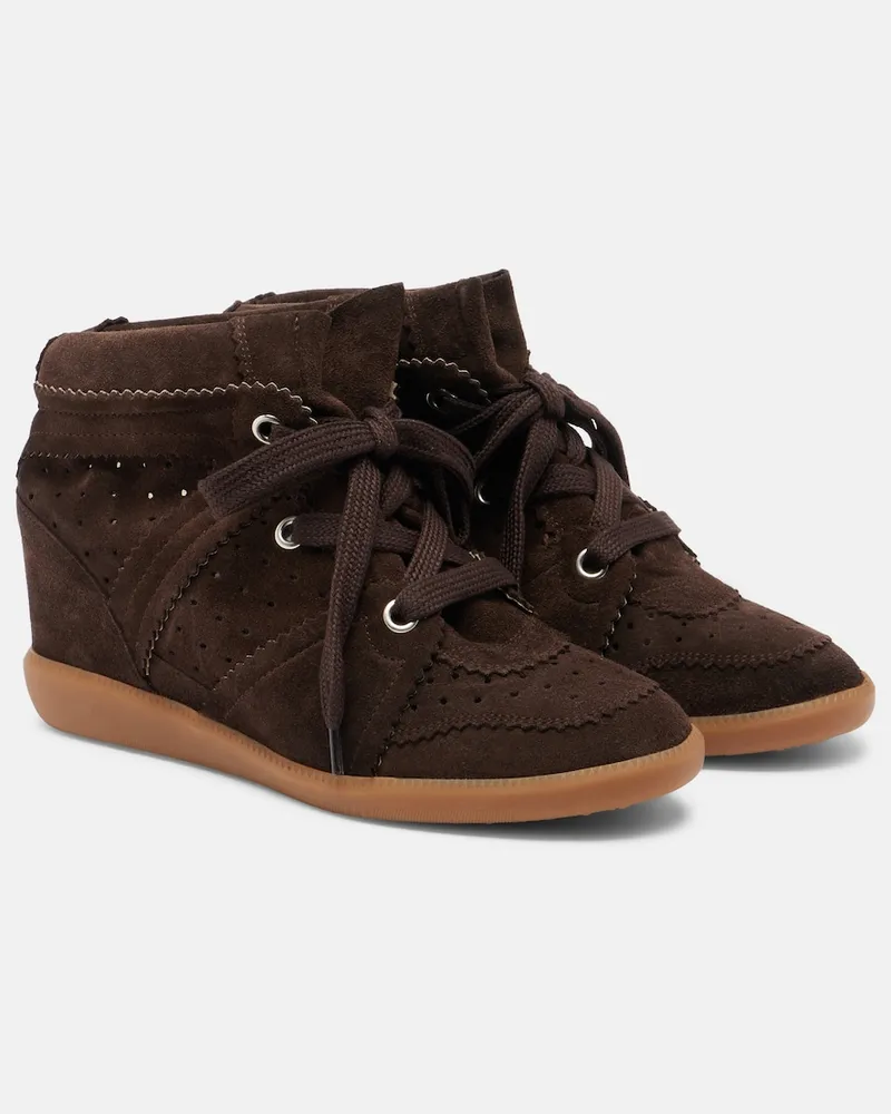 Isabel Marant Sneakers con zeppa Bobby in suede Marrone