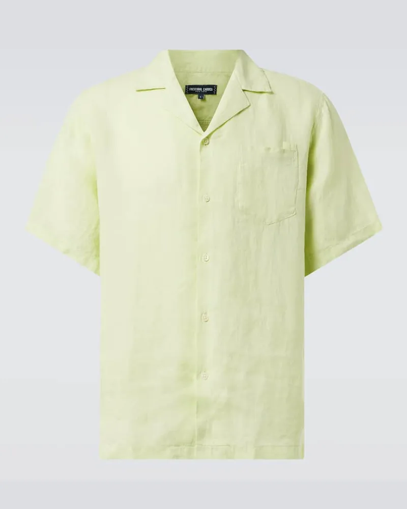 Frescobol Carioca Camicia bowling Angelo in lino Verde