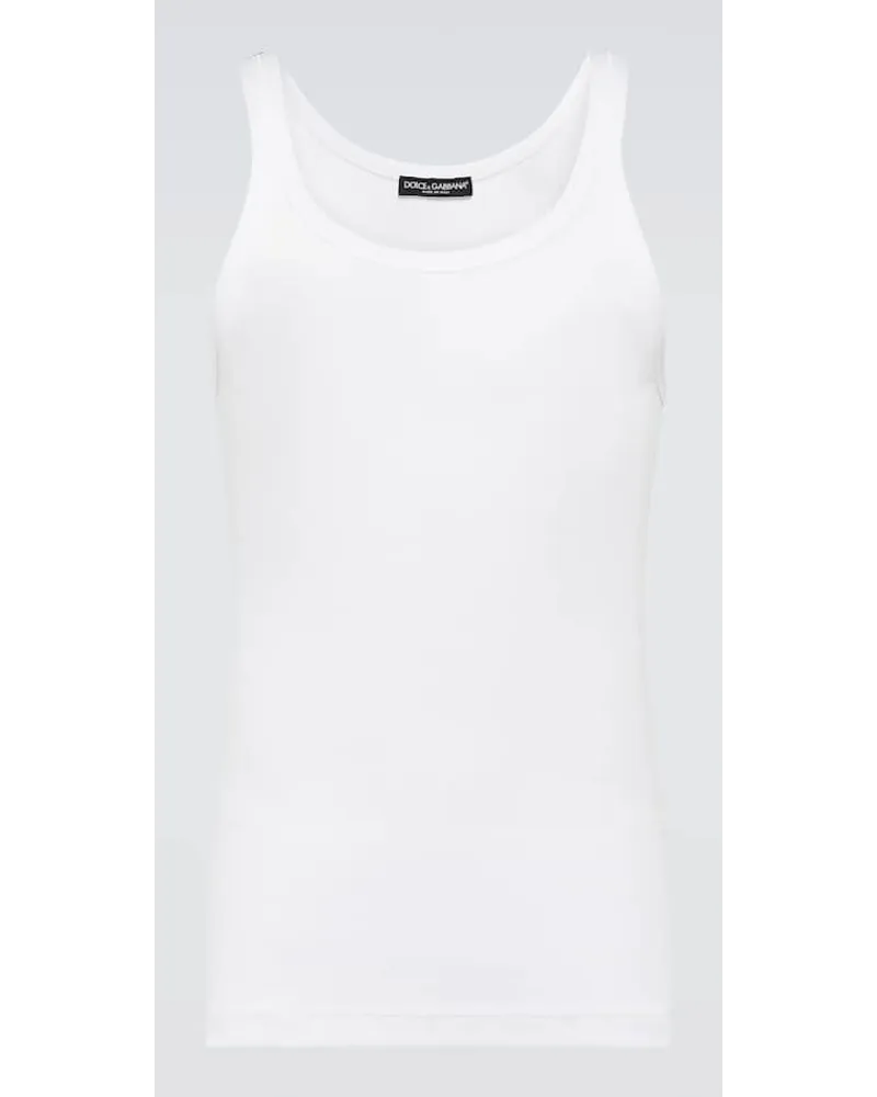 Dolce & Gabbana Tank top in jersey di cotone Bianco