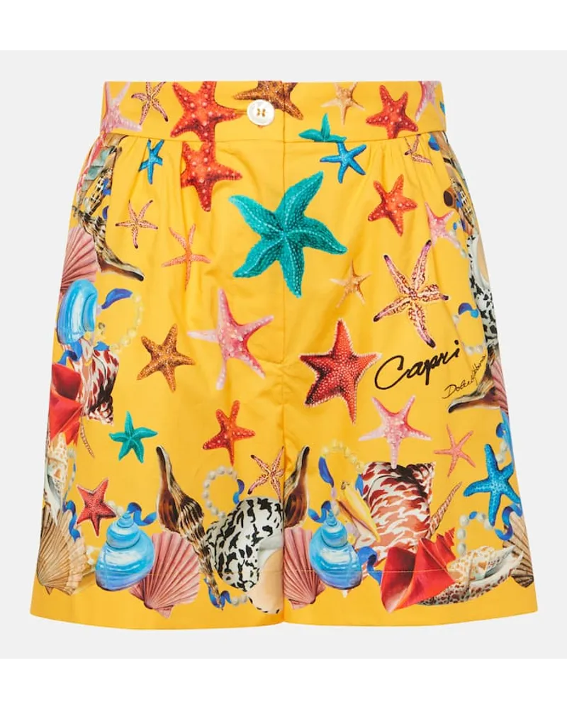 Dolce & Gabbana Shorts Capri in cotone a vita alta Giallo