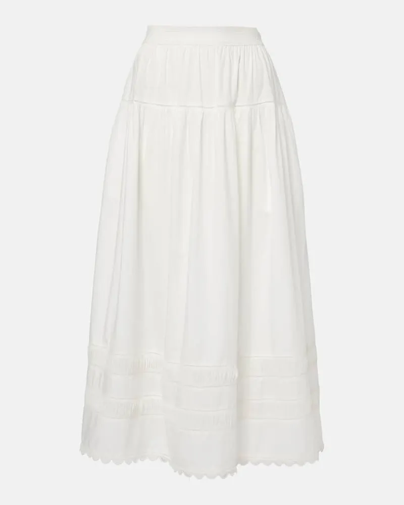 Ulla Johnson Gonna lunga Harlow in popeline di cotone Verde