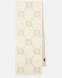 Gucci Sciarpa in lana e seta GG Beige