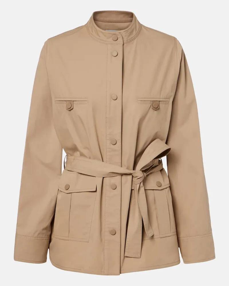 Yves Salomon Giacca in cotone con cintura Beige