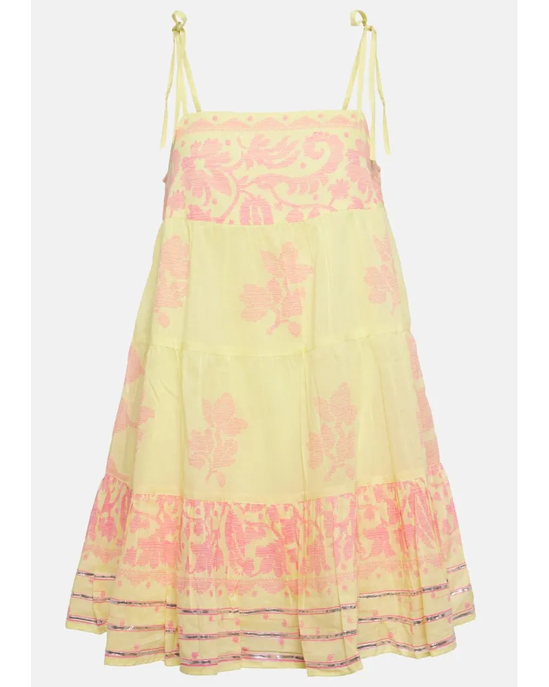 Juliet Dunn Miniabito in cotone con stampa Giallo