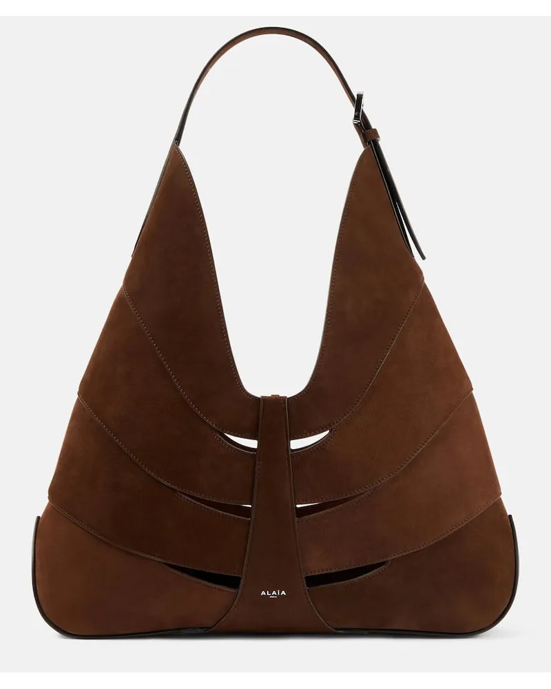 Alaïa Alaïa Borsa a spalla Delta in suede Marrone