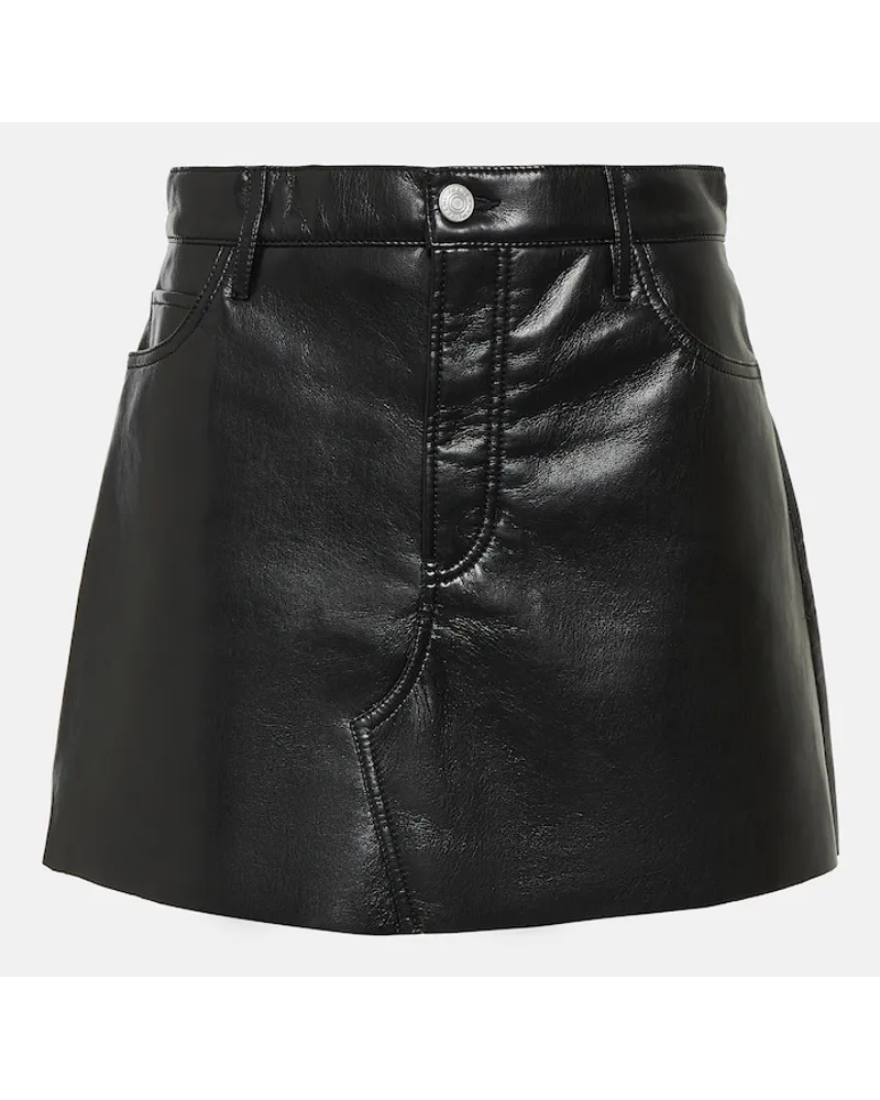 Frame Denim Minigonna Le High 'N' Tight in pelle Nero