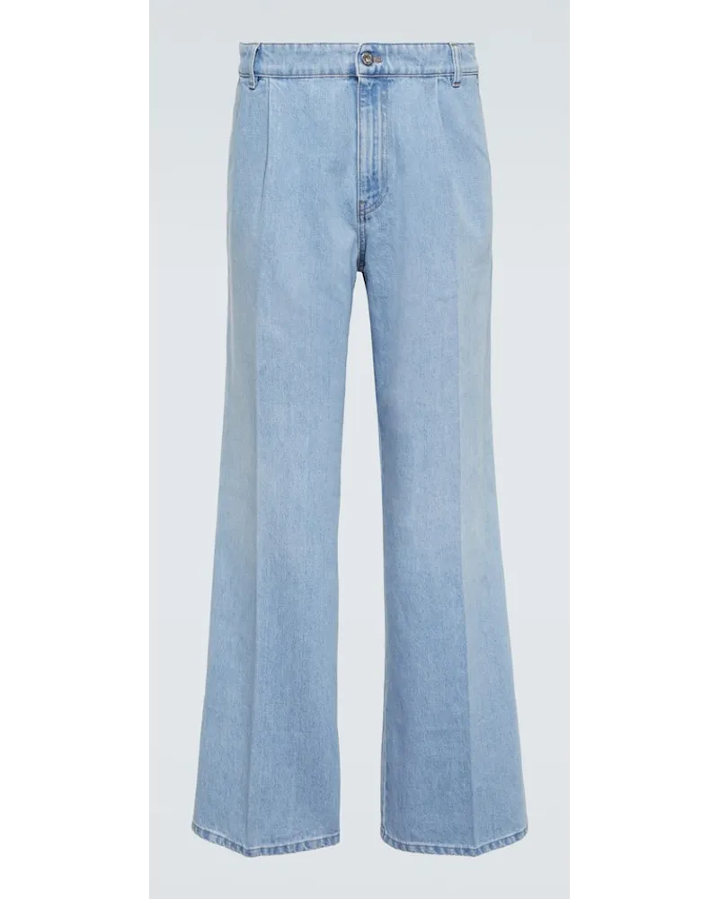 Miu Miu Jeans a gamba larga e vita alta Blu