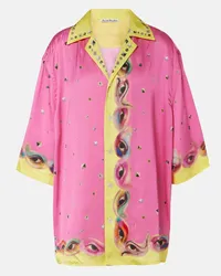 Acne Studios Camicia da bowling con stampa del logo Rosa