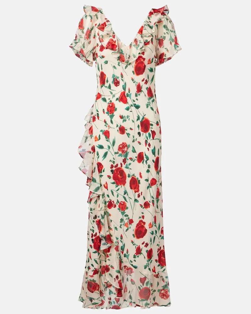 RIXO Abito Clementina in seta crÃªpe de chine Multicolore