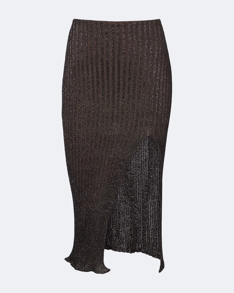 Missoni Gonna midi in lamé a righe Marrone