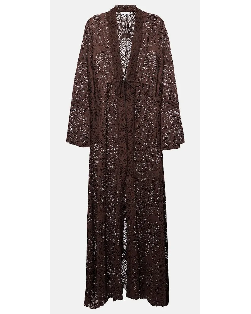 Alexandra Miro Caftano Betty in pizzo Marrone
