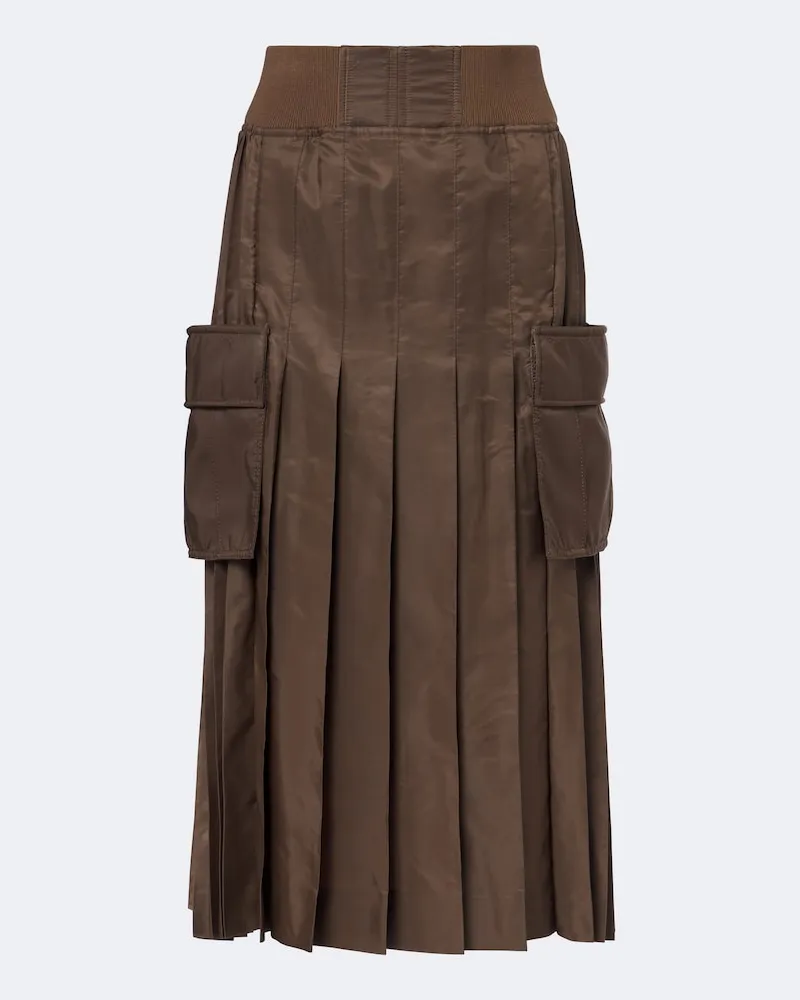 Sacai Gonna midi in twill plissé Marrone