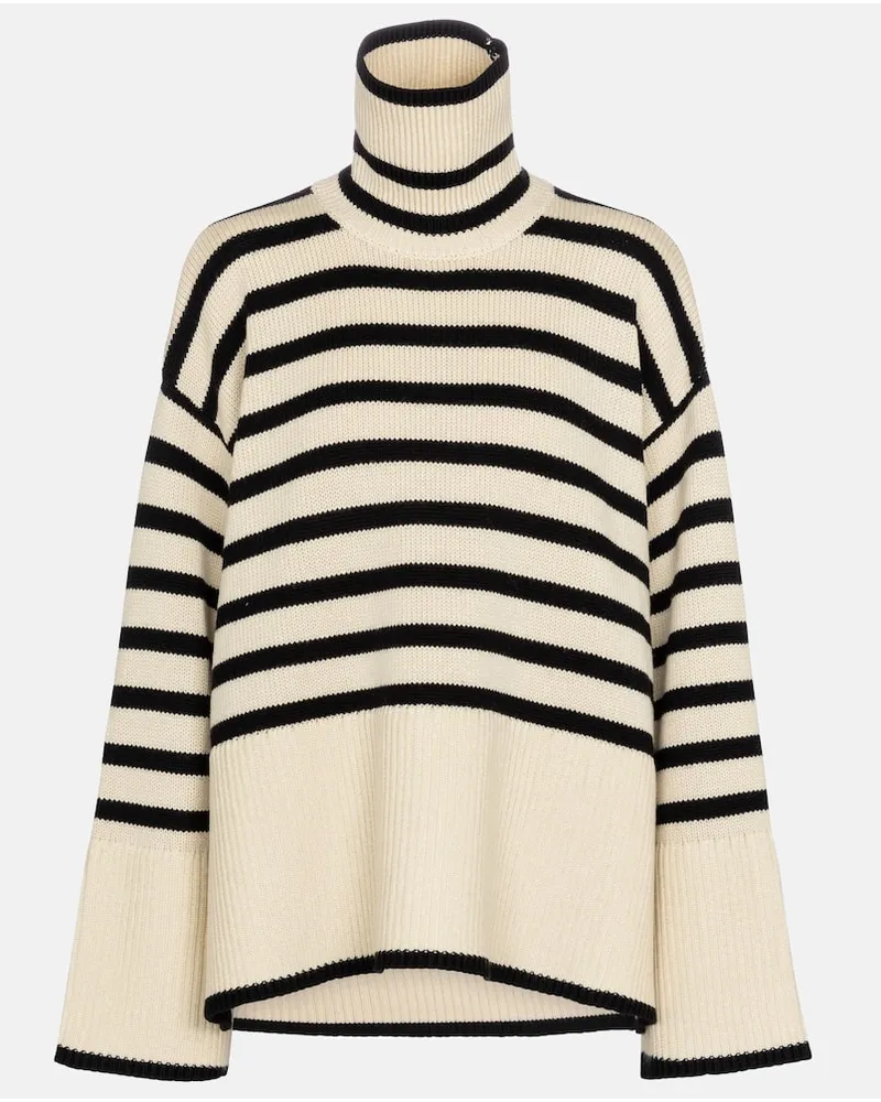 Totême Dolcevita in misto lana e cotone a righe Beige