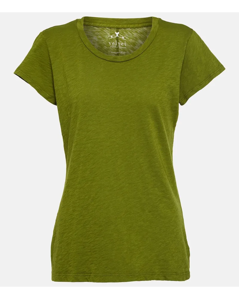 Velvet T-shirt Odelia in cotone Verde