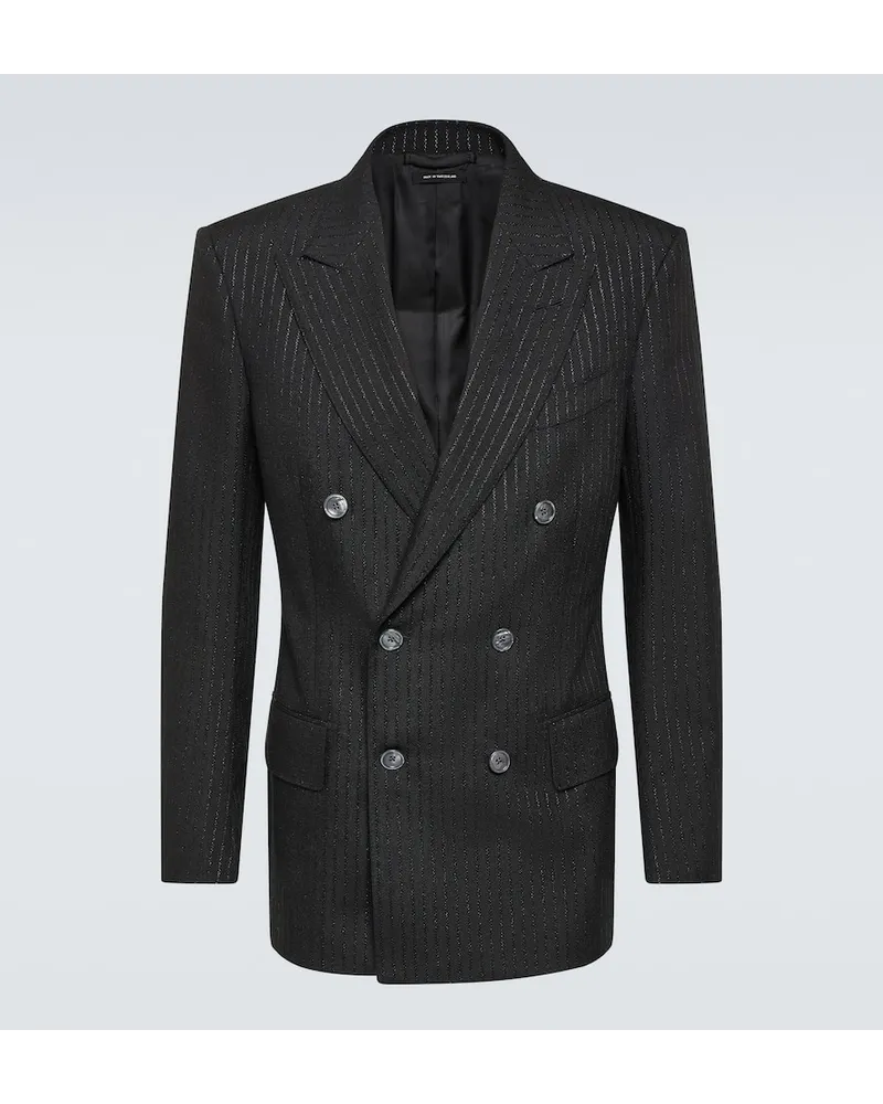 Tom Ford Blazer gessato in lana e mohair Nero
