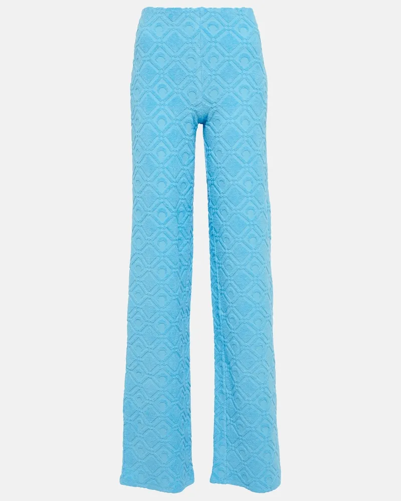 Marine Serre Pantaloni Moon Sponge in jacquard Blu