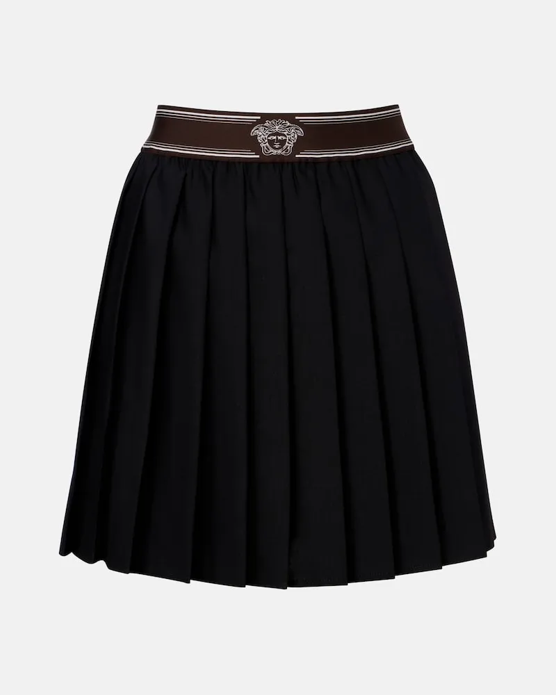 Versace Minigonna in lana e mohair plissé Nero
