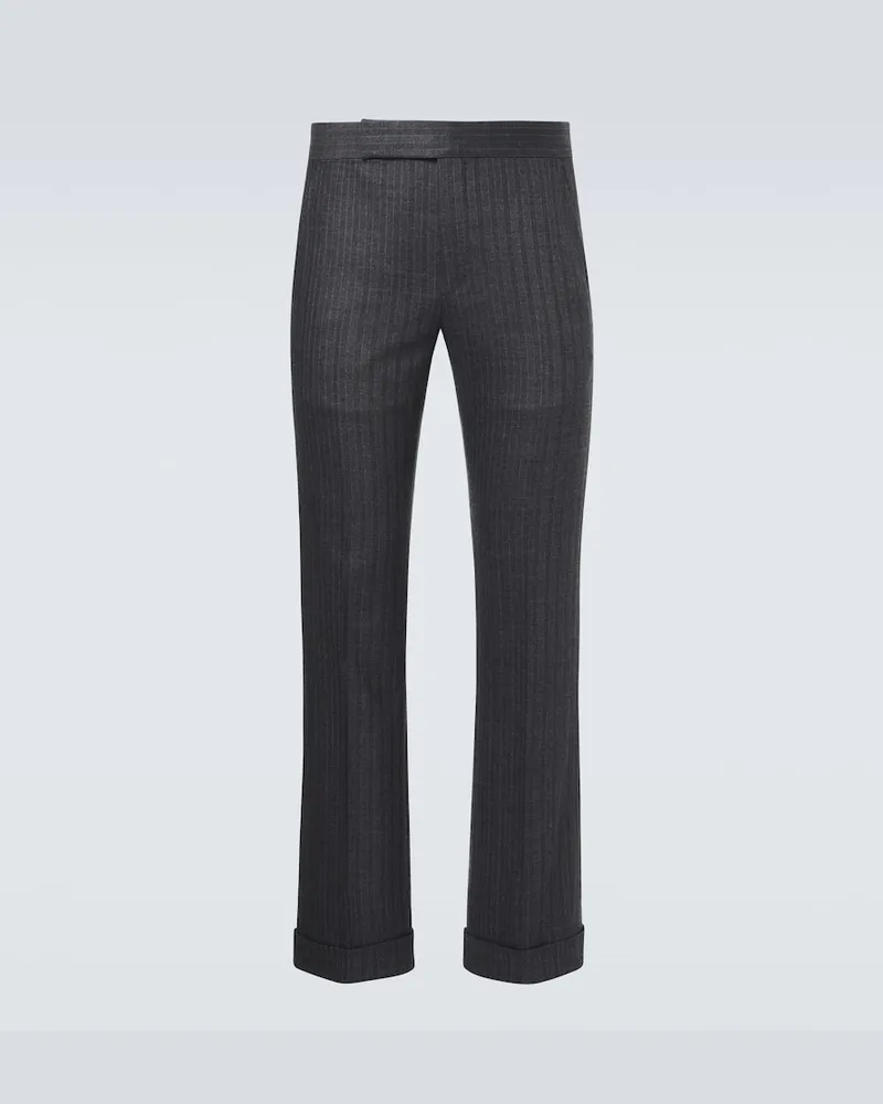 Tom Ford Pantaloni in lana a spina di pesce Grigio