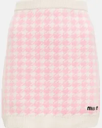 Miu Miu Minigonna in cashmere pied-de-poule Rosa