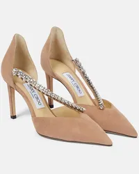 Jimmy Choo Pumps Bee 85 in suede con cristalli Rosa