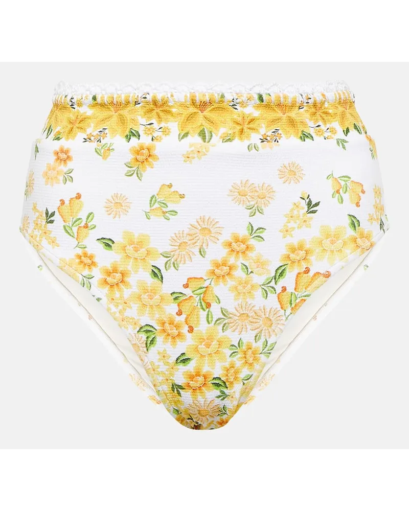 FARM Rio Slip bikini Azaleia con stampa floreale Bianco