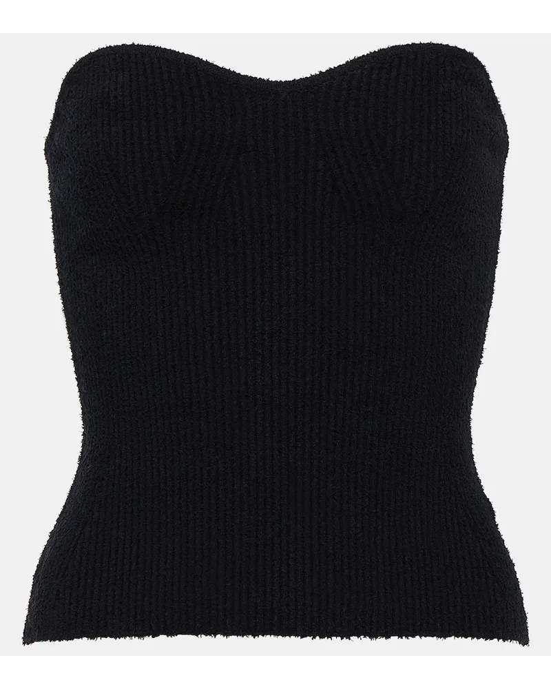 WARDROBE.NYC Top in maglia di misto cotone a coste Nero