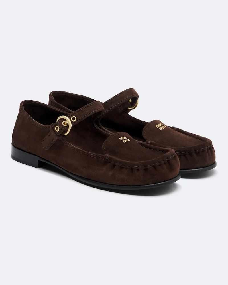 Miu Miu Ballerine in suede Marrone