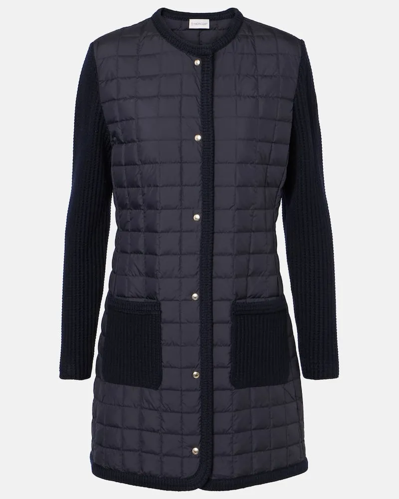 Moncler Cardigan in lana con imbottitura Nero