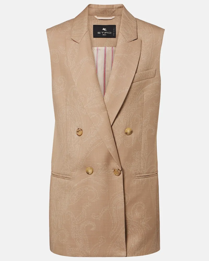 Etro Gilet in lana jacquard Beige
