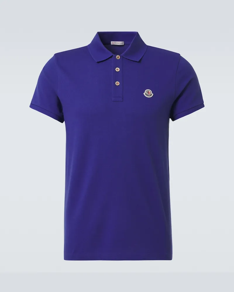 Moncler Polo in cotone con logo Blu
