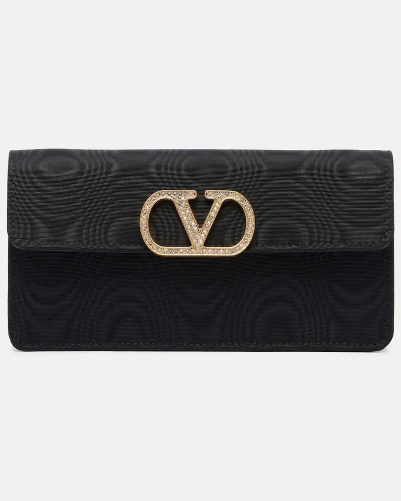 Valentino Garavani Clutch VLogo Mini in moiré Nero