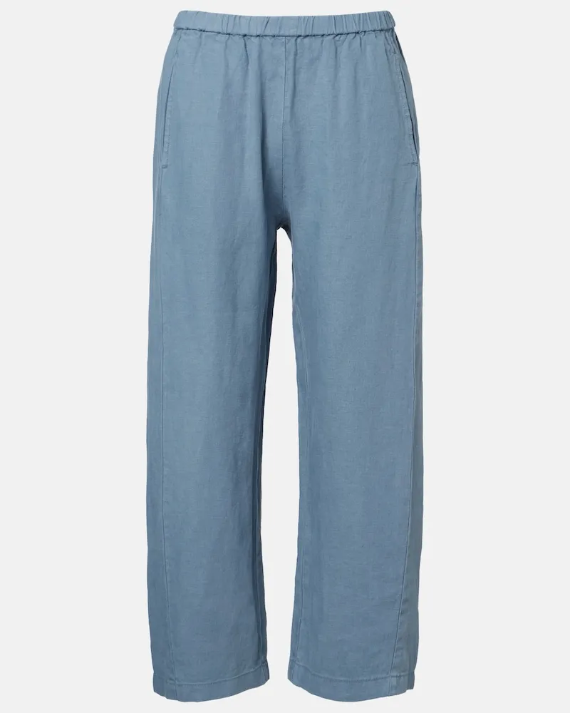 Velvet Pantaloni Celine a gamba larga in lino Blu