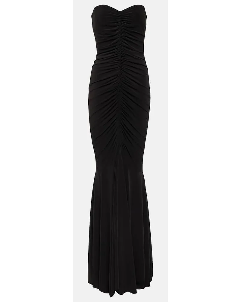 Norma Kamali Abito lungo in jersey con ruches Nero
