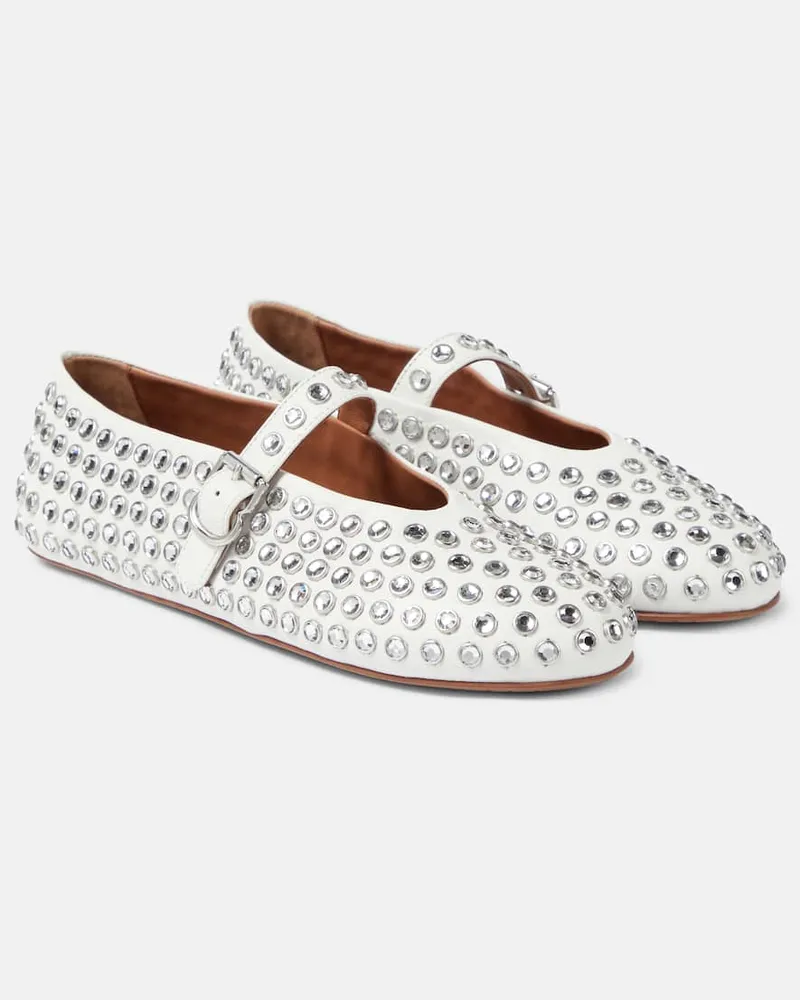 Alaïa AlaÃ¯a Ballerine in pelle con cristalli Bianco