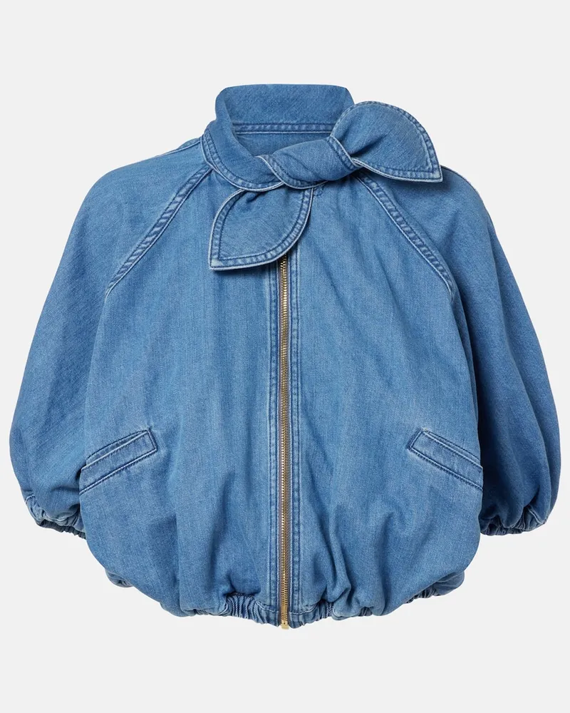 Patou Giacca in denim con fiocco Blu