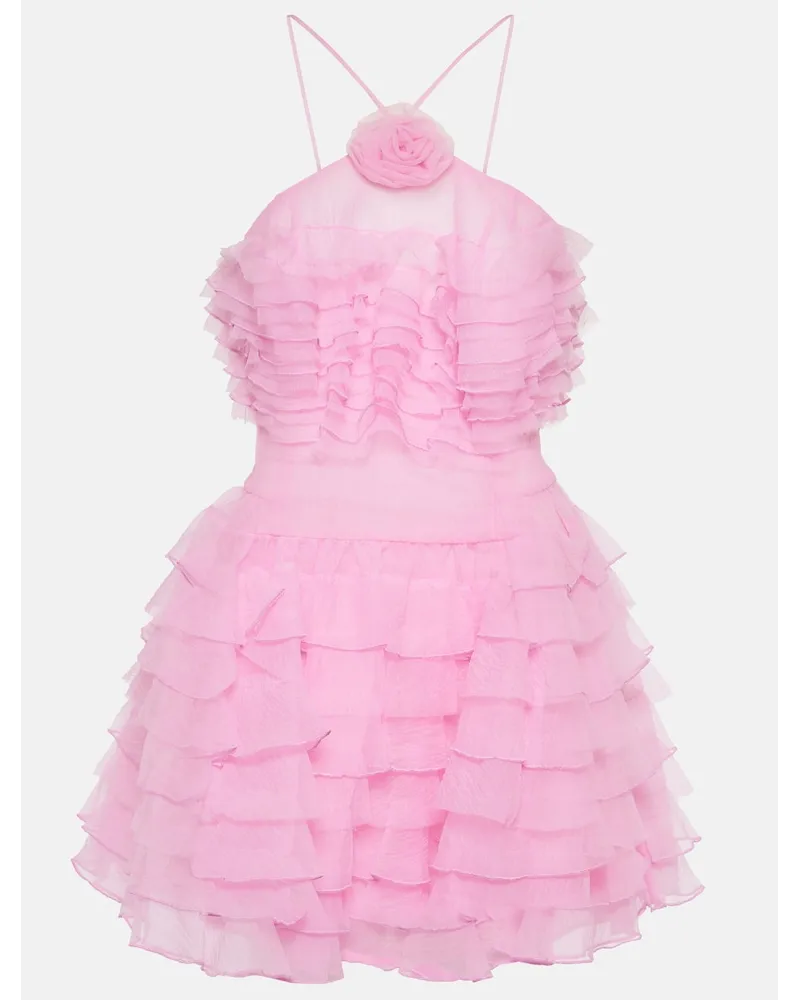 STAUD Miniabito Florian in organza con volant Rosa