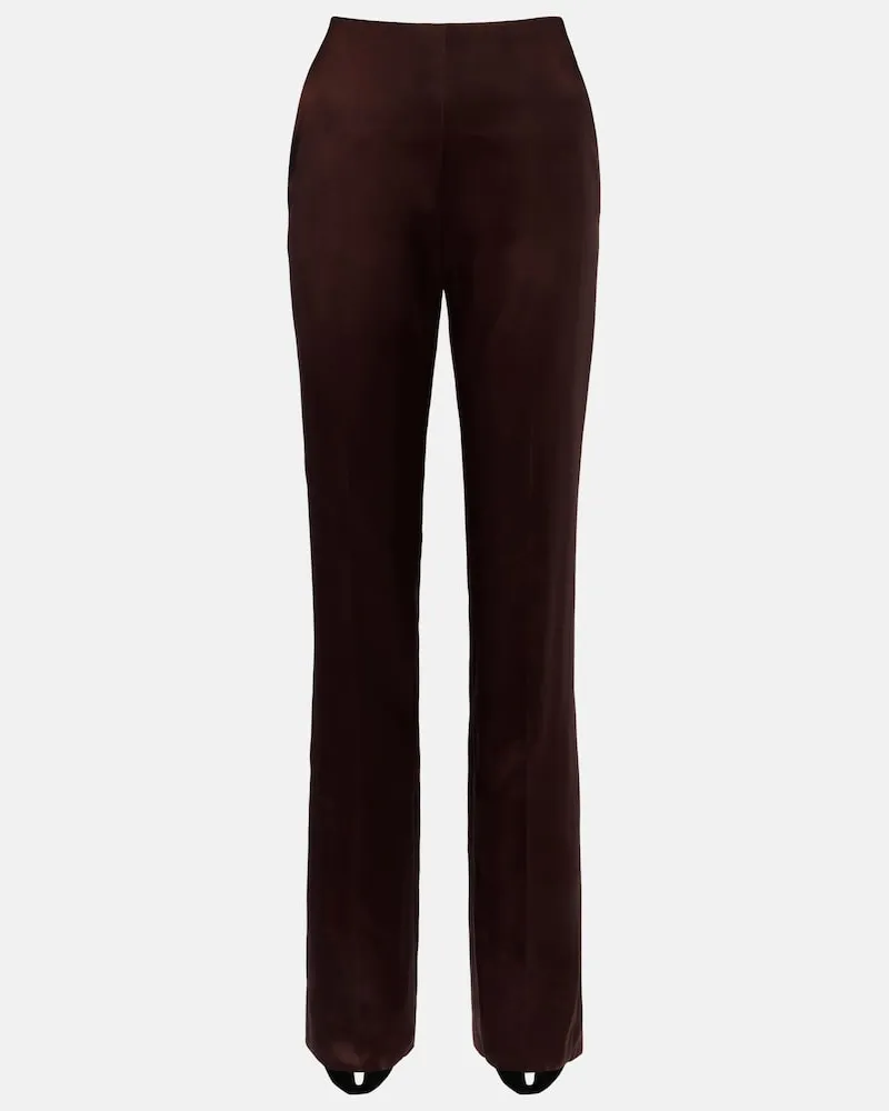 Valentino Garavani Pantaloni regular in raso di misto seta Marrone