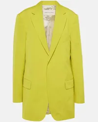 Dries van Noten Blazer oversize in popeline di cotone Giallo