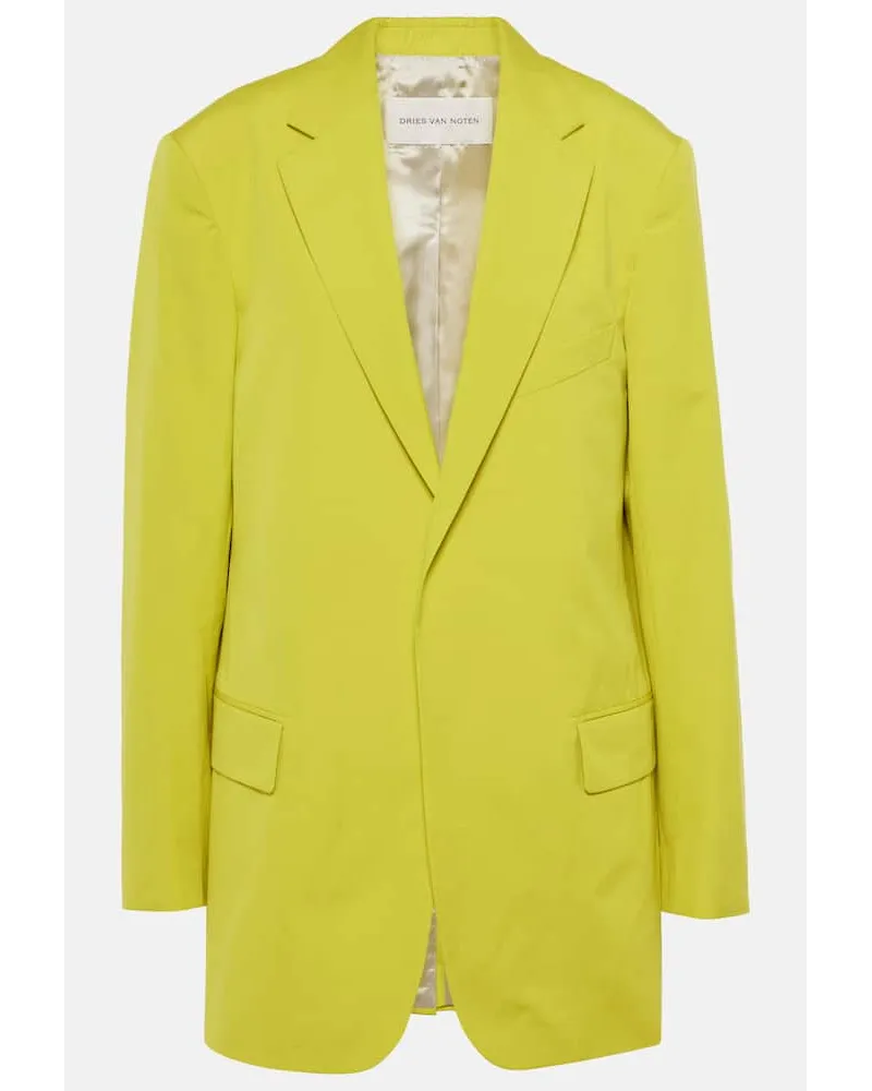 Dries van Noten Blazer oversize in popeline di cotone Giallo