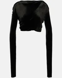 Rick Owens Lilies - Top cropped in velluto Nero