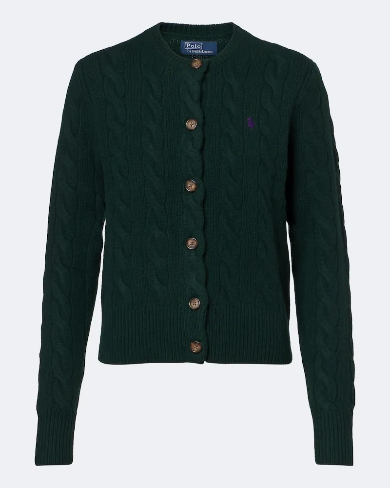 Ralph Lauren Cardigan in lana e cashmere a trecce Verde
