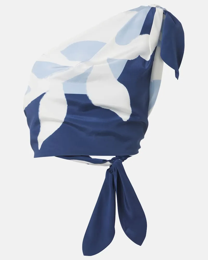 SIR Top cropped Portia in seta Blu