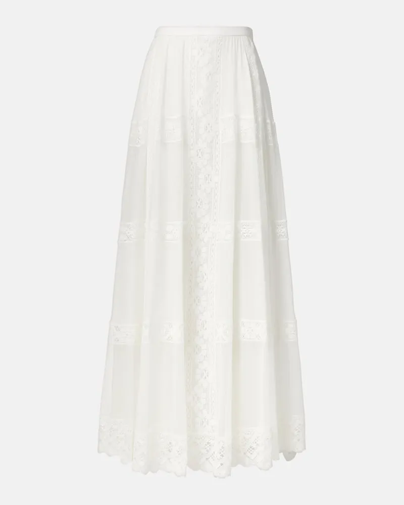 Ralph Lauren Gonna lunga Malti in cotone e seta Bianco