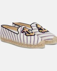 Christian Louboutin Espadrillas Loudmer in canvas a righe Bianco