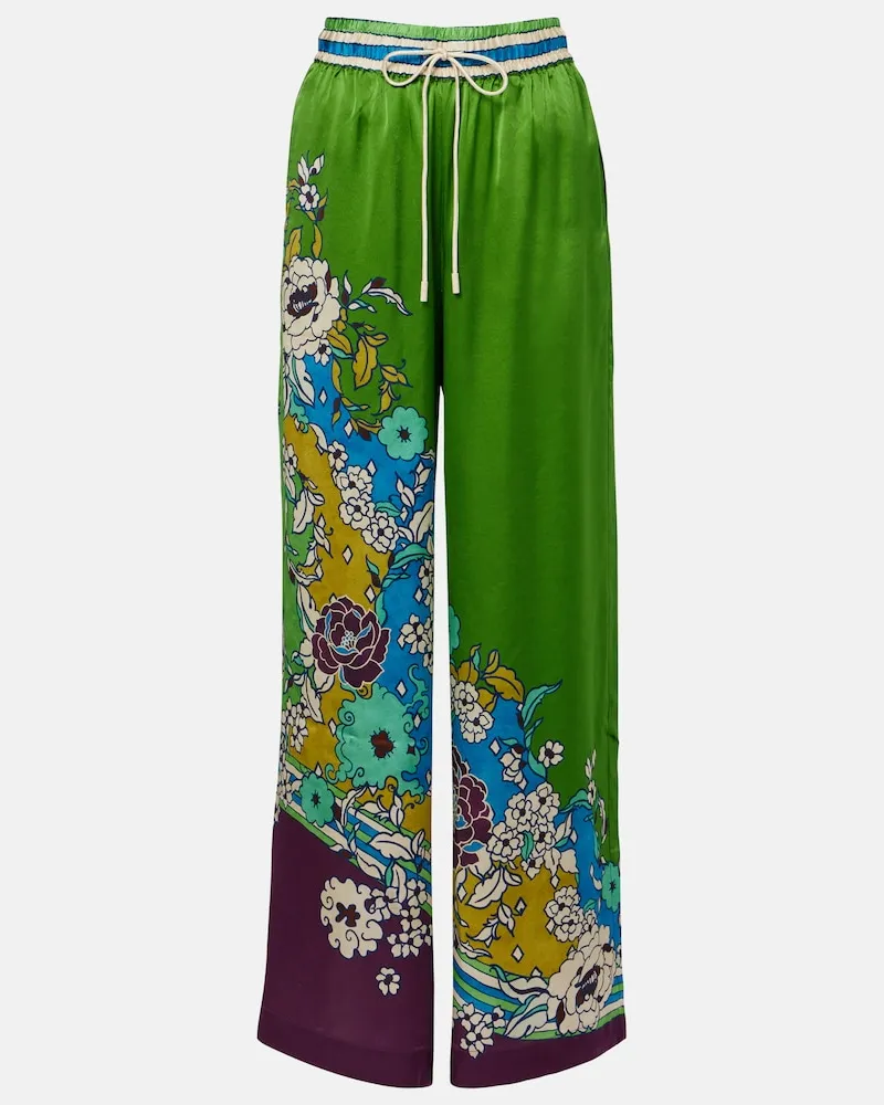 ALEMAIS Alémais Pantaloni Nanci in satin di seta con stampa Multicolore